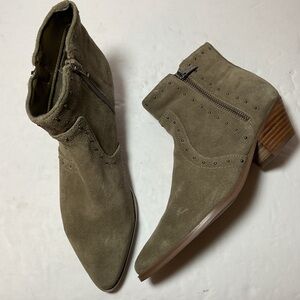 Marc Fisher Wanida Western Suede Bootie Boot Taupe